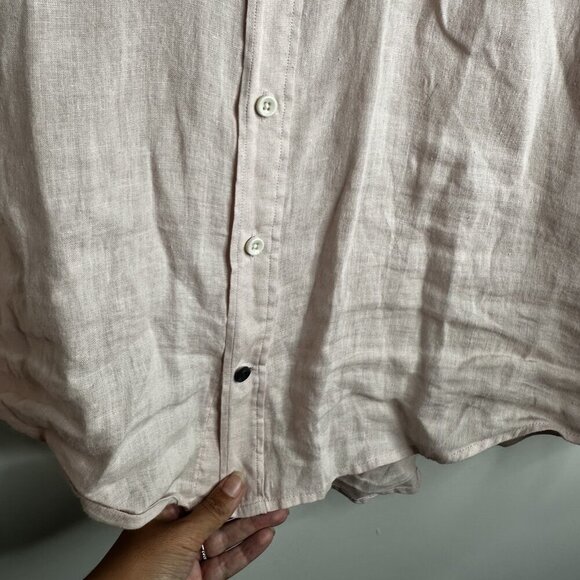 Taylor Stitch Shirt Mens 38 Pink Linen Long Sleeve Button Up Casual Lightweight - Picture 7 of 14